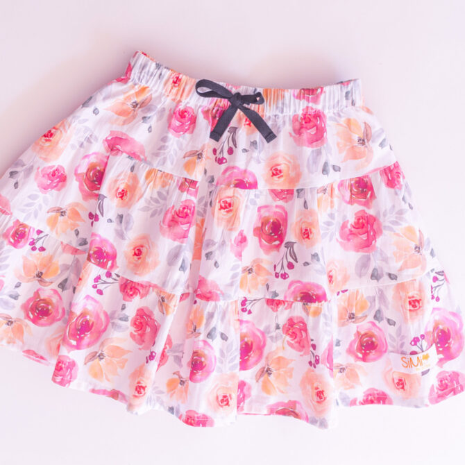 Flatlay skirt with roses