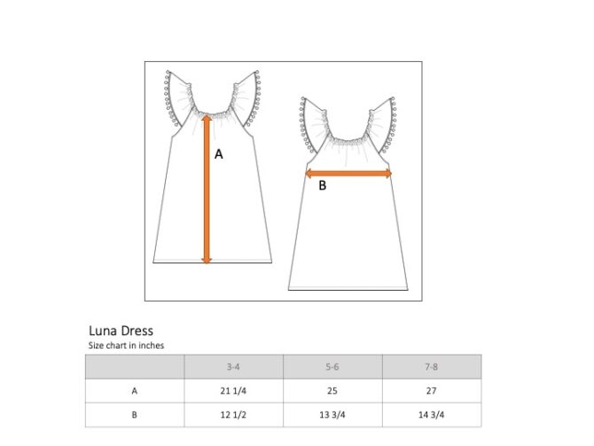 size chart for luna dress
