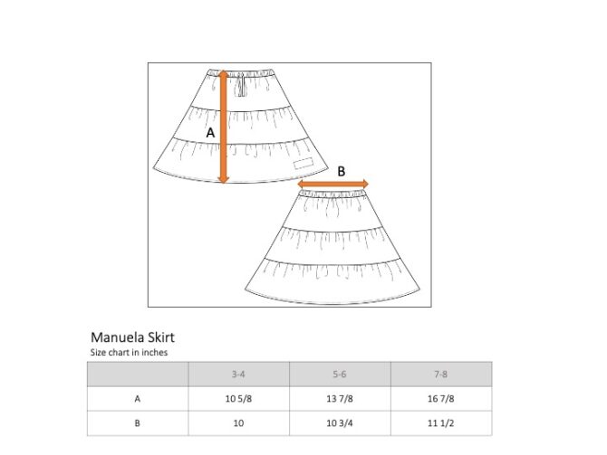 Size chart Manuela skirt