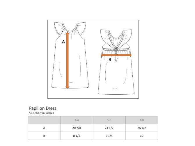 size chart papillon dress